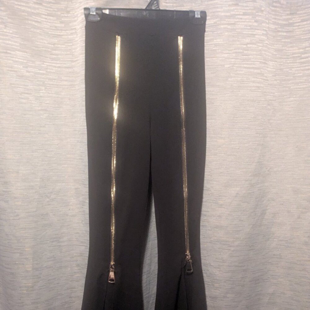 Black bell bottom dress pants with zipper